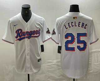 Men%27s Texas Rangers #25 Jose Leclerc White 2024 Gold Collection Limited Cool Base Jersey->texas rangers->MLB Jersey